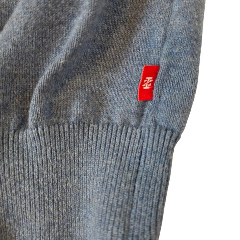 IZOD Mens Blue Heather V-Neck 100% Cotton Sweater Vest Large